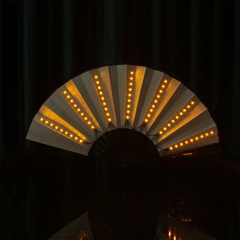 Glow Folding Led Fan Tanzen Licht Fan Nacht Show Halloween Weihnachten Rave Festival Zubehör Glow In The Dark Party Supplies Festival Outfits | Techno Shirts | Rave Clothing