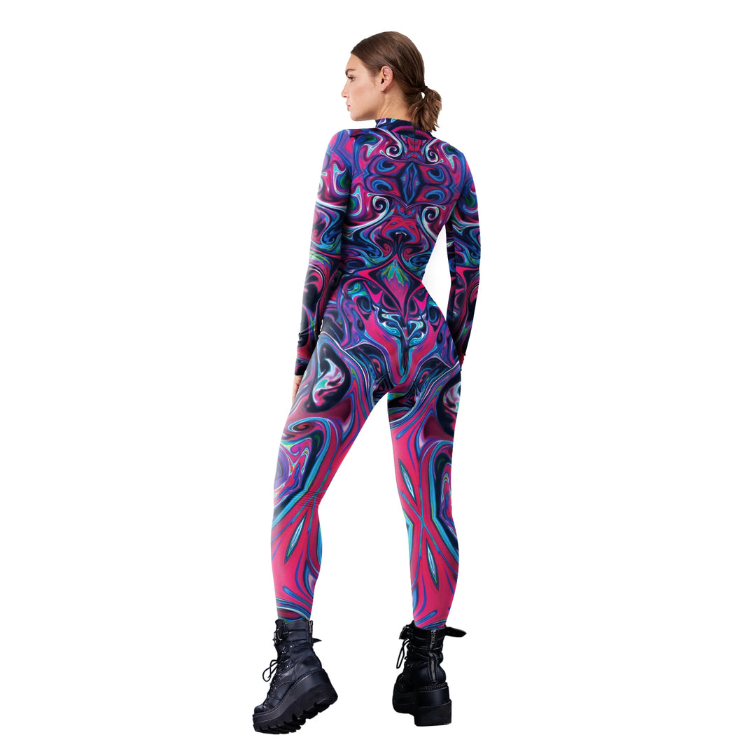 VIP FASHION Halloween Cosplay Costumes For Women Carnival Punk Steampunk Sexy Slim Jumpsuit Performance Zentai Bodysuit FESTIVAL OUTFITS & STREETWEAR