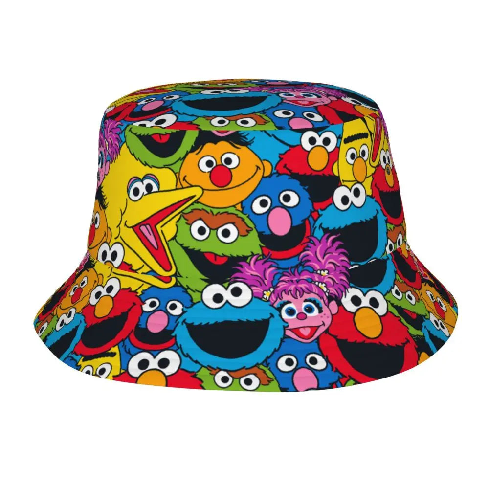 Bunter Sesamstraße Fischerhut – Krümelmonster-Edition 🍪 Festival Outfits | Techno Shirts | Rave Clothing