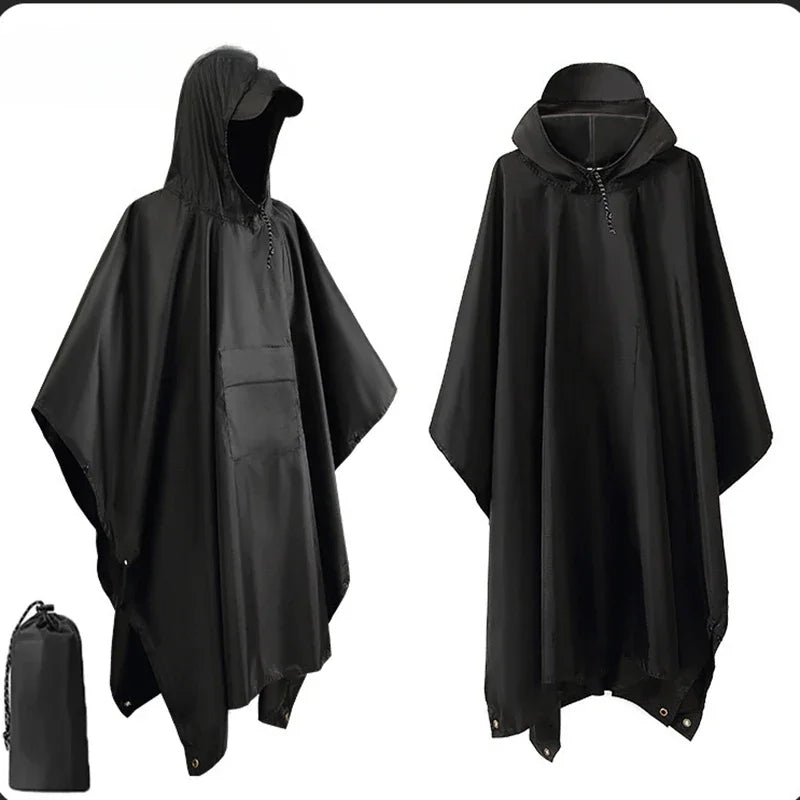 3-in-1-Militär-Regenmantel für den Außenbereich, mit Kapuze, wasserdicht, Regenponcho, Motorrad-Regenschutz, Camping, Wandern, Reisen, Regenbekleidung, Zelt Festival Outfits | Techno Shirts | Rave Clothing