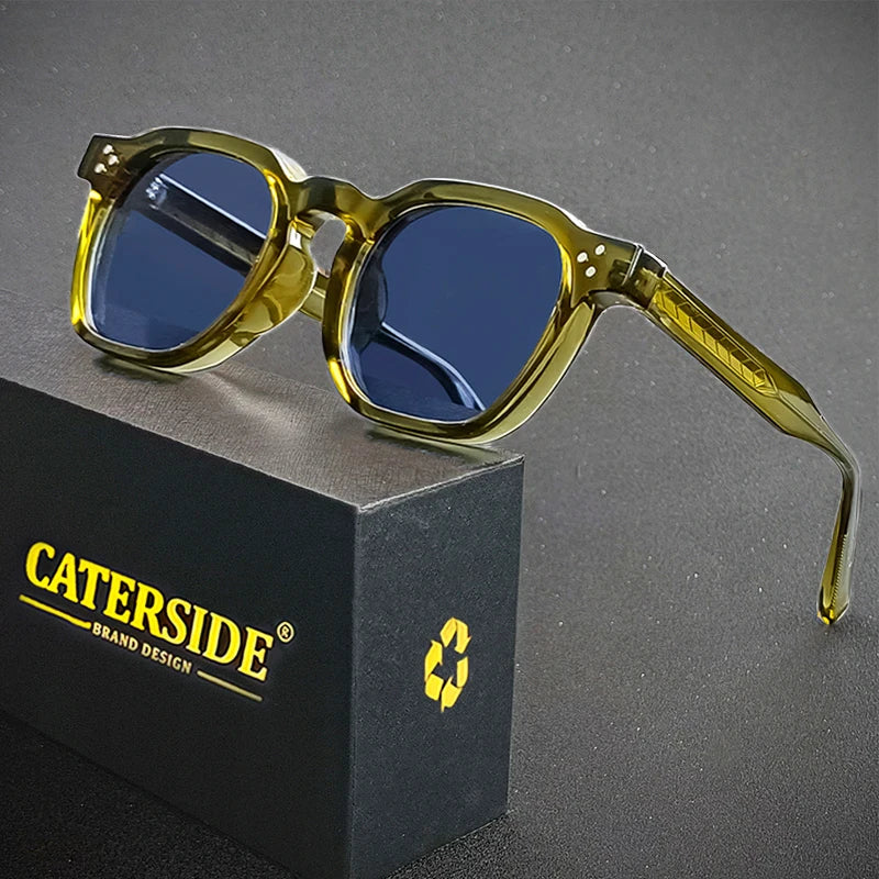 CATERSIDE Retro Punk Männer Sonnenbrille Kleine Rahmen Quadratische Personalisierte Design Sonnenbrille Frauen Reise Party Business Festival Geschenk Festival Outfits | Techno Shirts | Rave Clothing