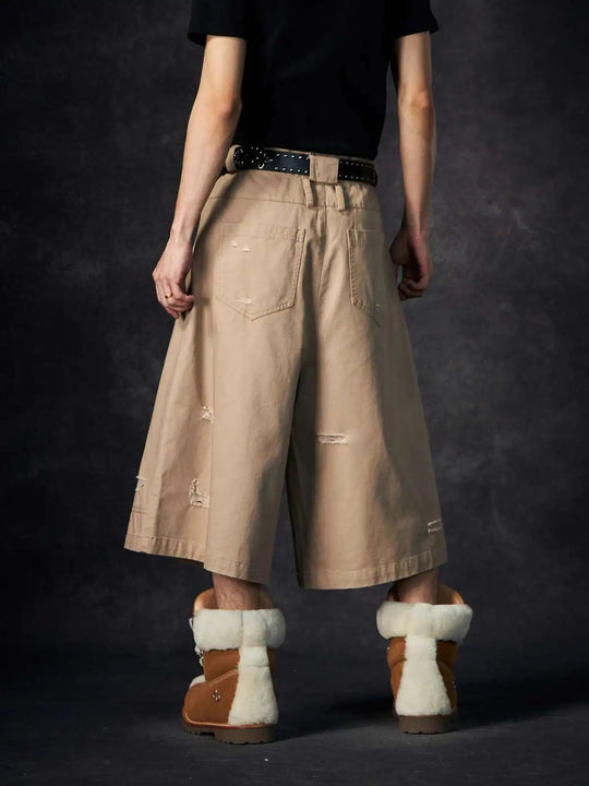 LUZHEN Streifen Patchwork Einfarbig Geerntete Hosen Männer 2025, Neue Lose Gerade Straße Casual Shorts Hosen Männliche Kleidung JY1609 Festival Outfits | Techno Shirts | Rave Clothing