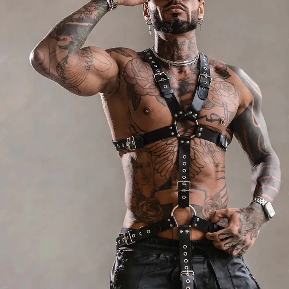 Kinky Rave Outfit | Männer Sexy Leder Gürtel | Festival Outfits | Techno  Shirts