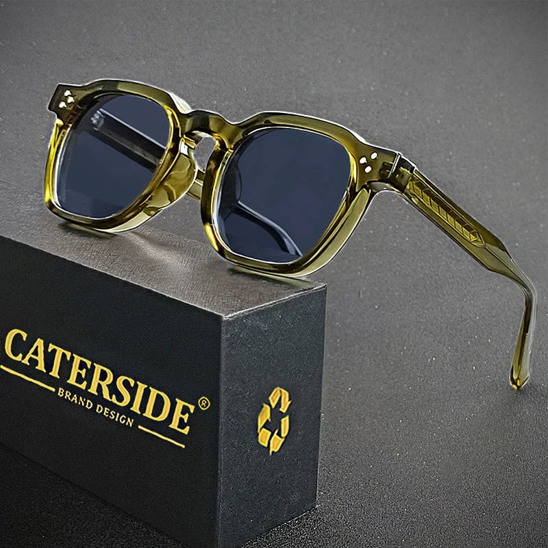 CATERSIDE Retro Punk Männer Sonnenbrille Kleine Rahmen Quadratische Personalisierte Design Sonnenbrille Frauen Reise Party Business Festival Geschenk Festival Outfits | Techno Shirts | Rave Clothing