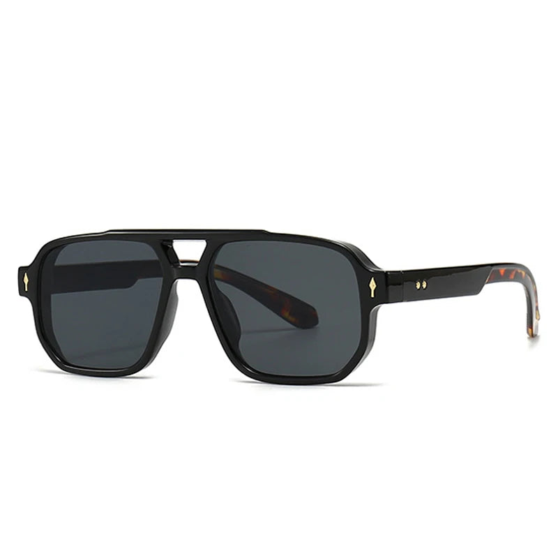 SHAUNA Retro Doppel Brücken Quadrat Sonnenbrille Frauen Gradient Shades UV400 Mode Marke Designer Nieten Männer Sonnenbrille Festival Outfits | Techno Shirts | Rave Clothing