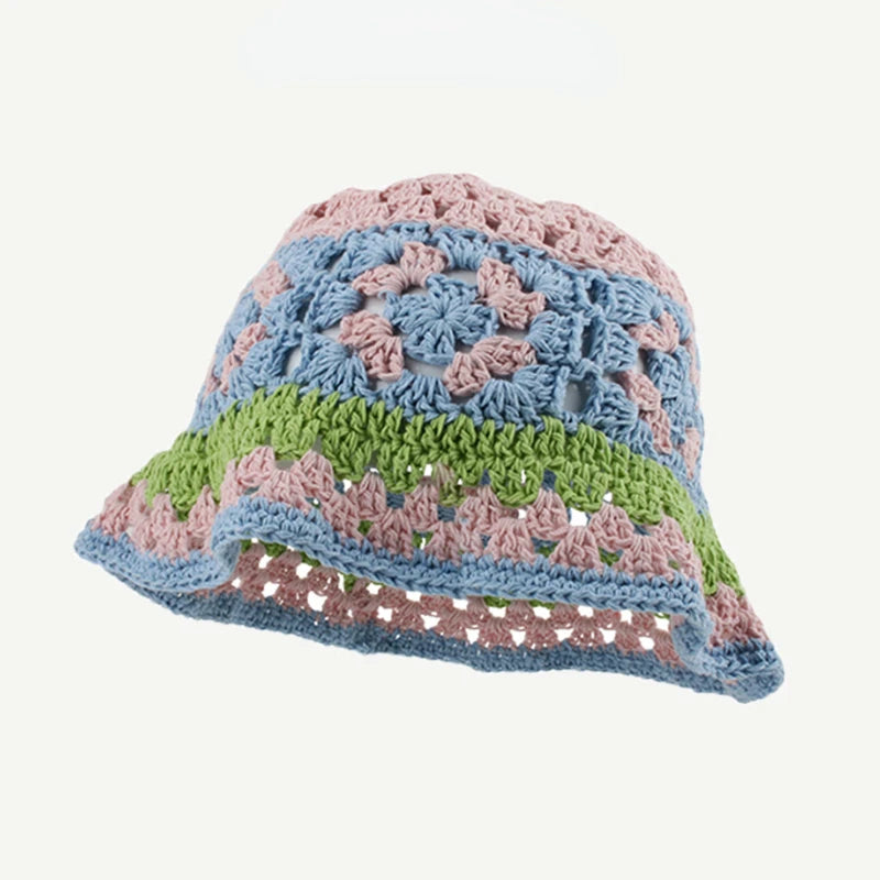 2023 herbst Neue Häkeln Koreanische Handgemachte Eimer Hut Frauen Weben Gestrickte Hut Y2k Mode Blumen Herbst Winter Mützen Becken Kappe Festival Outfits | Techno Shirts | Rave Clothing