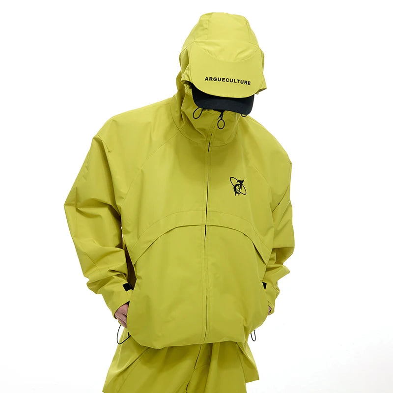 Unisex Techwear Regenjacke mit Kapuze  Neon Gelb