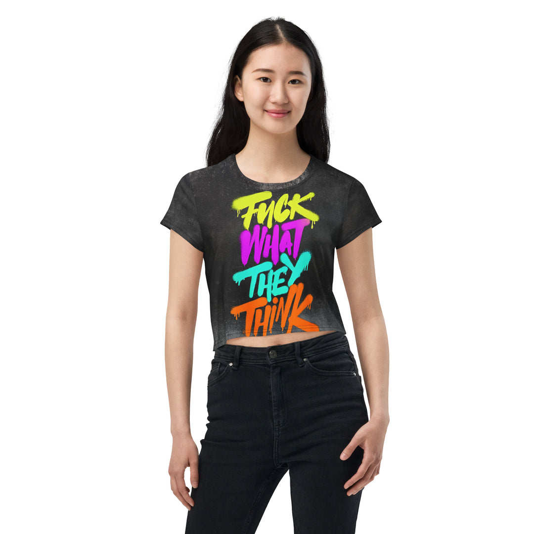 NATZ Clothing "Fuck what they think" Festival Crop-Top (Frontprint) FESTIVAL OUTFITS & STREETWEAR