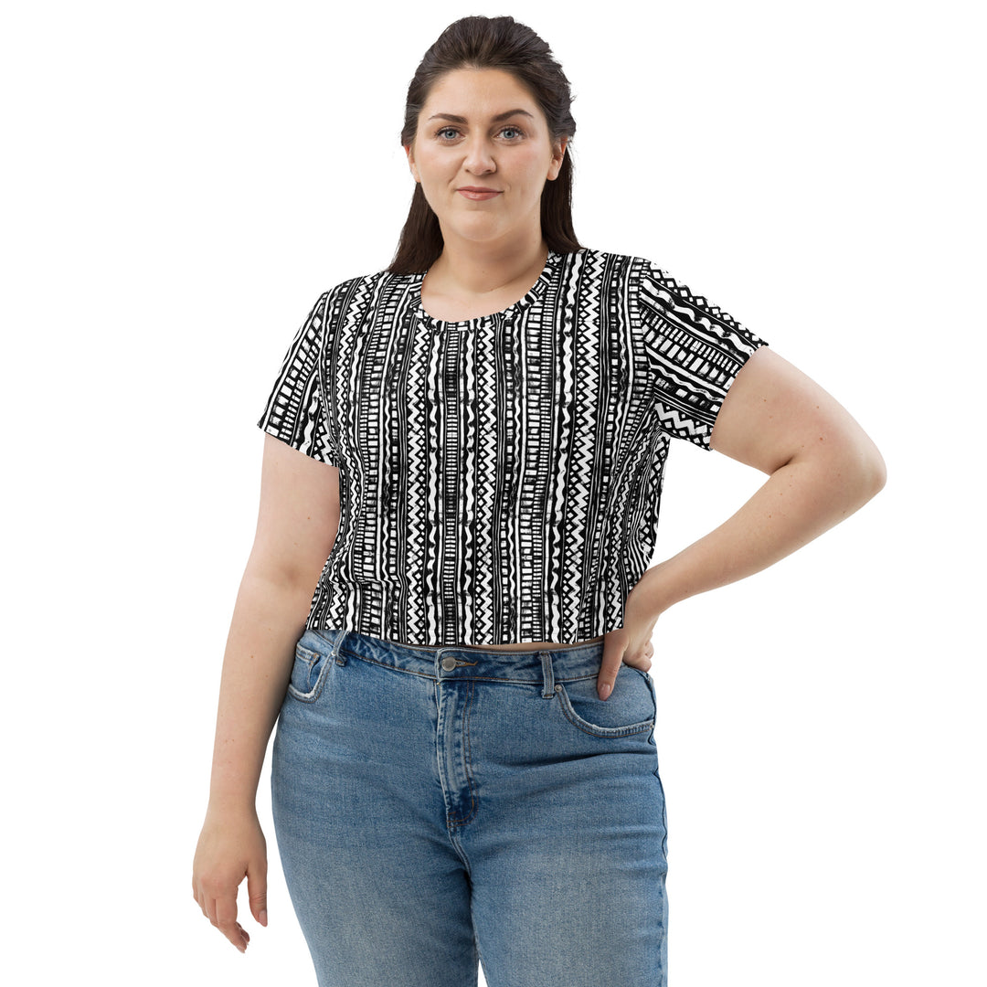 schwarz weißes Crop-Top, perfekt als Oberteil Rave, Techno Festival outfit FESTIVAL OUTFITS & STREETWEAR