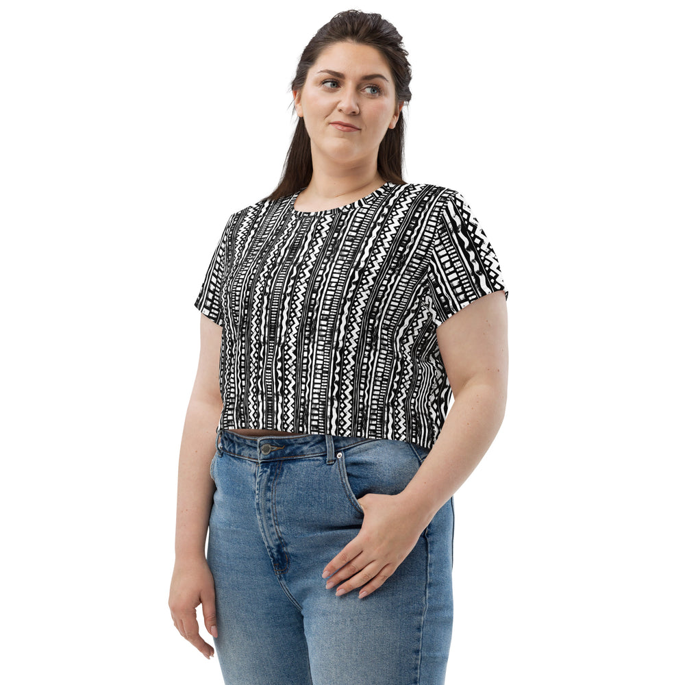 schwarz weißes Crop-Top, perfekt als Oberteil Rave, Techno Festival outfit FESTIVAL OUTFITS & STREETWEAR