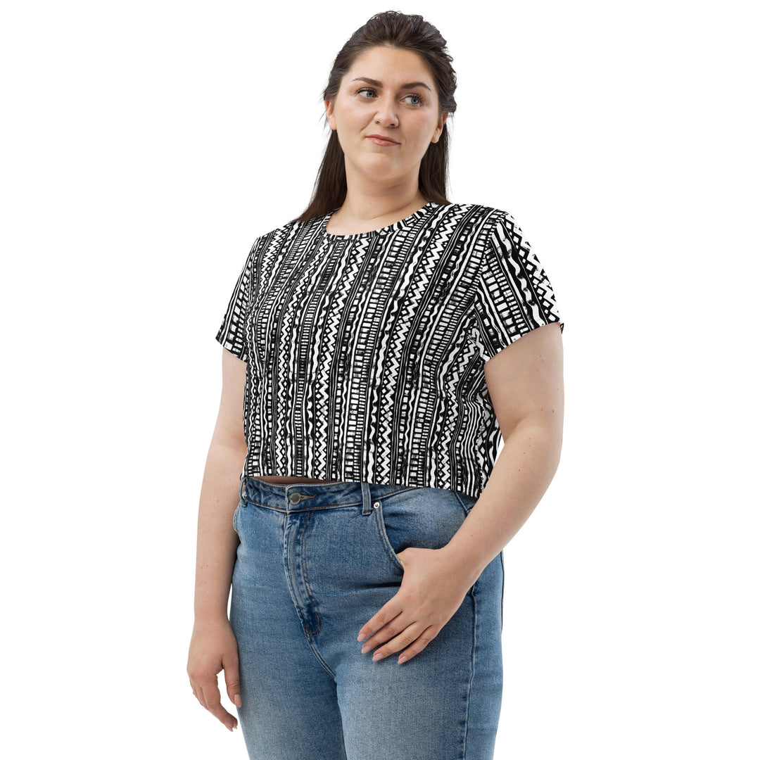 schwarz weißes Crop-Top, perfekt als Oberteil Rave, Techno Festival outfit FESTIVAL OUTFITS & STREETWEAR
