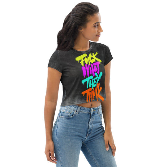 NATZ Clothing "Fuck what they think" Festival Crop-Top (Frontprint) FESTIVAL OUTFITS & STREETWEAR