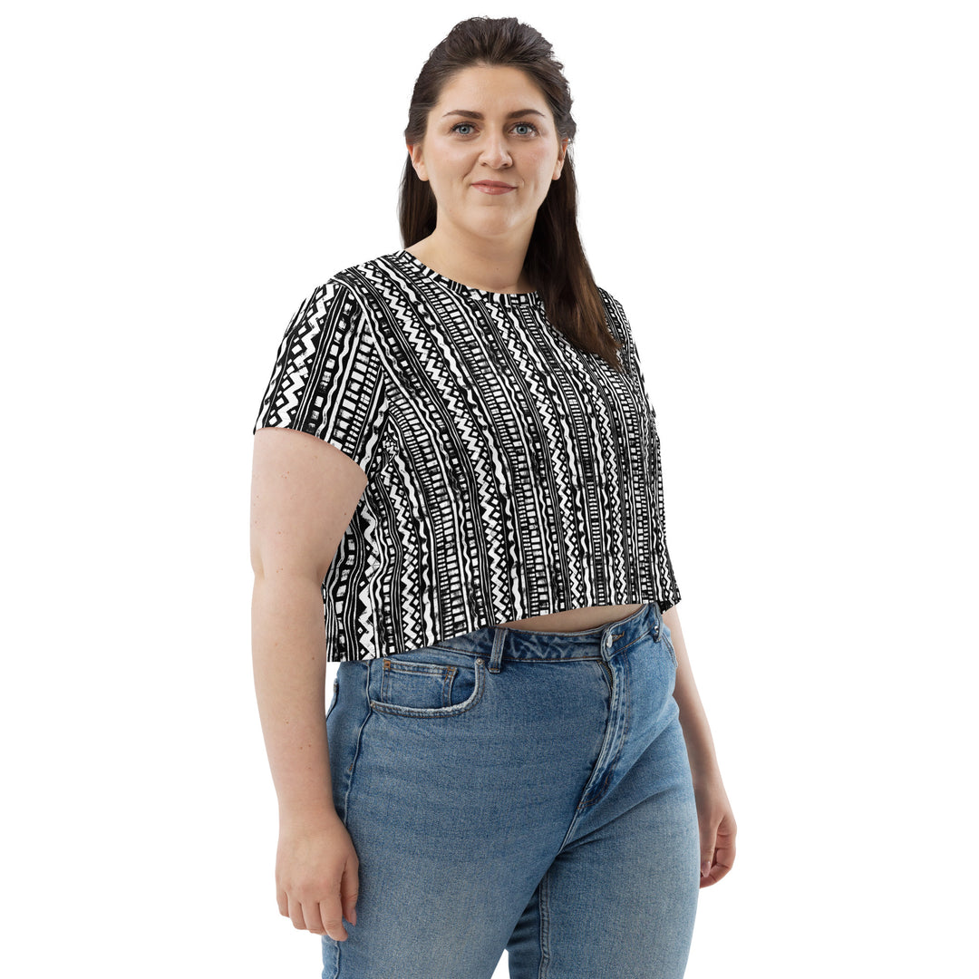 schwarz weißes Crop-Top, perfekt als Oberteil Rave, Techno Festival outfit FESTIVAL OUTFITS & STREETWEAR