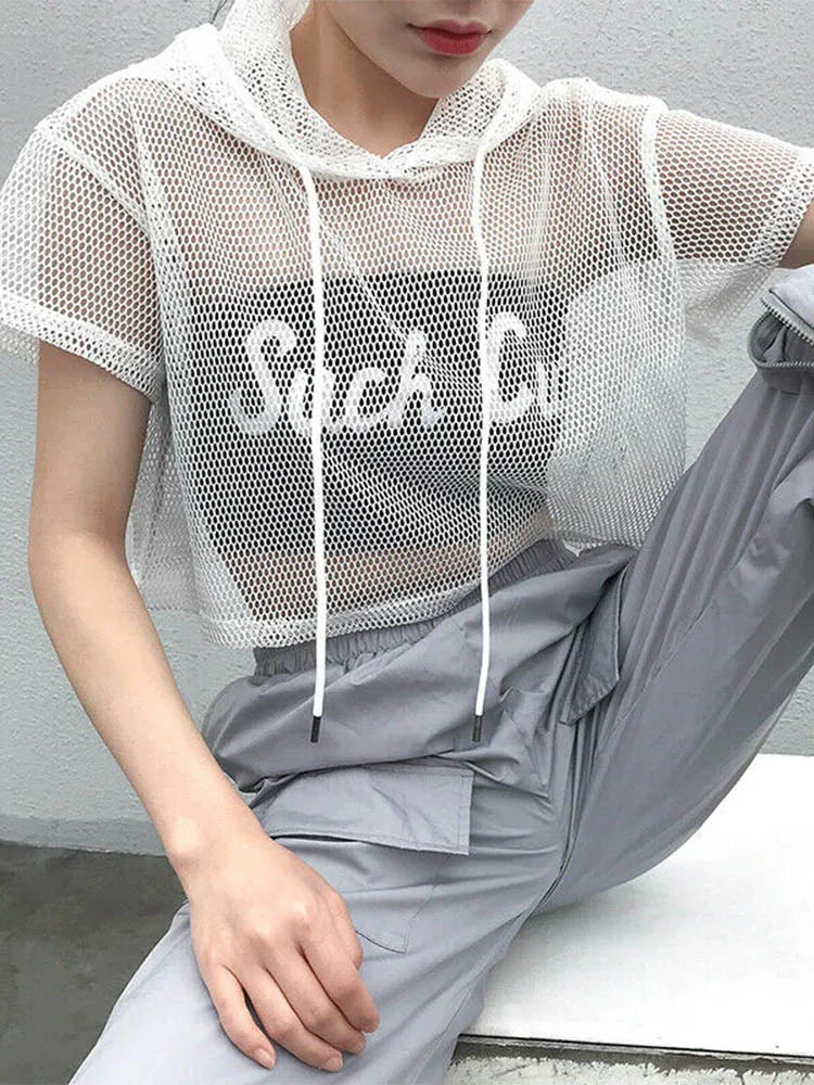 kinky mesh shirt damen weiss - kinky Rave Outfit Frauen